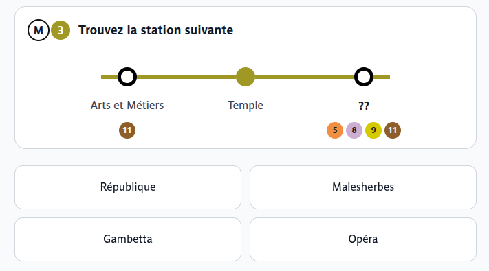 Metropoly: a game to test your knowledge of the Parisian metro